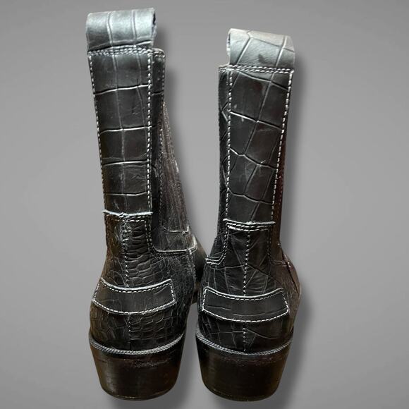 Women's 8.5 VINTAGE FOUNDRY CO. Black Square Black Leather Main Chelsea Boots - Picture 8 of 11